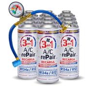AC REPAIR Kit Recharge Climatisation Voiture 3 en 1 Remplacement R134a avec Stop Fuite Cartouche Gaz Réfrigérant pour Clim Bonbonne 200g Plus Rendiment Naturel Écologique Facile à Utiliser - Lot de 12