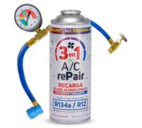 AC REPAIR Kit Recharge Climatisation Voiture 3 en 1 Remplacement R134a avec Stop Fuite Cartouche Gaz Réfrigérant pour Clim Bonbonne 200g Plus Rendiment Naturel et Écologique Facile à Utiliser Soi Même