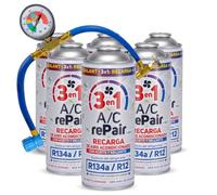 AC REPAIR Kit Recharge Climatisation Voiture 3 en 1 Remplacement R134a avec Stop Fuite Cartouche Gaz Réfrigérant pour Clim Bonbonne 200g Plus Rendiment Naturel Écologique Facile à Utiliser - Lot de 6