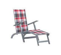 Chaise longue vidaXL avec repose-pieds et coussin, en bois massif d'acacia