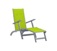 Chaise longue vidaXL avec repose-pieds et coussin, en bois massif d'acacia