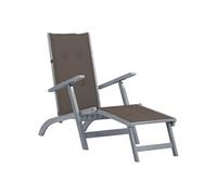 Chaise longue vidaXL avec repose-pieds et coussin, en bois massif d'acacia