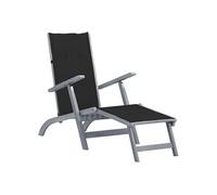 Acacia Solide Chaise de Terrasse avec Repose-pied et Coussin Transat de Jardin Bain de Soleil de Terrasse Chaise Longue de Patio Extérieur