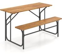 Acacia Wood Picnic Table Set for 2 with Metal Legs