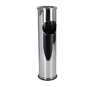 Acan Poubelle sur pied en acier inoxydable avec cendrier amovible 56,5 x 14,7 cm, poubelle cylindrique pour extérieur, commerce, espaces publics, résistante, élégante et fonctionnelle
