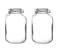 Acan Tradineur Lot de 2 bocaux hermétiques en verre avec fermeture métallique, bocal multifonction pour aliments, conserves, légumineuses, pâtes, 28 x 17 cm, 5 litres
