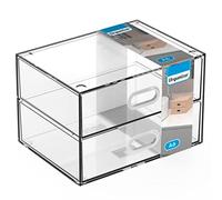 Acan Tradineur Mini commode transparente A6 avec 2 tiroirs, plastique, organisateur de cosmétiques, maquillage, accessoires de couture, vis, fabriqué en Espagne, 17 x 12,5 x 11,1 cm