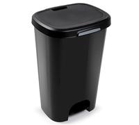 Acan Tradineur - Poubelle à pédale, plastique, conteneur à déchets, poubelle, recyclage, vidange facile, fabriqué en Espagne (Noir - 50 litres - 63,5 x 41 x 36 cm)