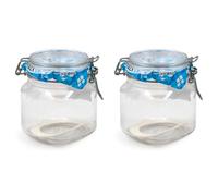 Acan Tradineur Primizie Lot de 2 bocaux hermétiques en verre avec joint en caoutchouc, bocal multi-usages pour conserves, légumineuses, pâtes, biscuits, 13 x 10 cm, 750 ml