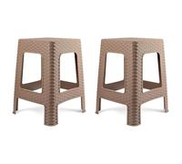 Acan Tradineur - Tabouret en plastique - Fabriqué en Espagne - Design rotin maison ou travail - 36 x 36 x 45 cm - Couleur taupe (2 unités)