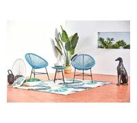 Concept Usine – Salon de jardin Acapulco – 2 fauteuils œuf et table basse – Bleu
