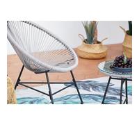Concept Usine Salon de jardin Acapulco – Ensemble 2 fauteuils œuf + table basse – Gris clair