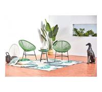 Concept Usine – Salon de jardin Acapulco – 2 fauteuils ronds et table basse vert
