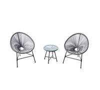 Concept Usine – Salon de jardin Acapulco – 2 fauteuils ronds et table basse – Gris