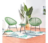 Acapulco salon de jardin 2 fauteuils ronds et table basse vert