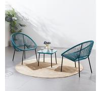 Set De 2 Fauteuils + Table Basse Bleu Acapulco Bleu