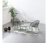 Concept Usine Salon de jardin Acapulco – Set 2 fauteuils + table basse – Gris foncé
