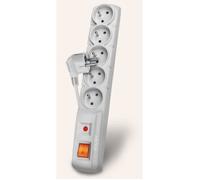 Multiprise avec interrupteur : 5 prises, cable de 1,5 m, grise