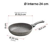 Poêle anti-adhésive en pierre 24 cm - cœur de pierre induction