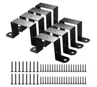 Accarugty Lot de 4 supports de poteau robustes noirs de 10,2 x 10,2 cm pour un soutien solide et sécurisé de clôture, connecteur en forme de U en acier au carbone pour poutres en bois de 8,9 cm, kit