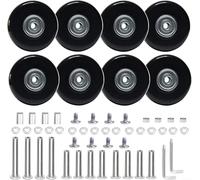 Accarugty Lot de 8 roulettes de rechange silencieuses en polyuréthane avec roulements et outils, roulettes à roulement lisse, pour réparation de valises, chariots, compatible 40-64 mm (40 x 18)