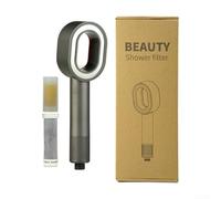 Accarugty Pomme de douche haute pression avec filtre et aromathérapie, booster anti-calcaire ABS, pour eau dure, pulvérisateur de salle de bain facile à installer, pour soins de la peau, blanc (gris)