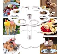 Accarugty Support de cornet de crème glacée en acrylique, présentoir amovible à 8 trous pour service doux, bonbons et buffet, étagère transparente pour comptoir pour fête de mariage, remise de diplôme