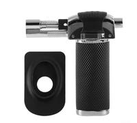 Accarugty Torche au butane rechargeable avec flamme réglable, chalumeau coupe-vent pour soudure, barbecue et camping, verrouillage de sécurité à allumage automatique, jusqu'à 1300 °C, noir (B)
