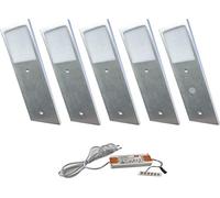 ACCE Lot de 5 spots LED ultra fins avec corps en aluminium - Blanc chaud - Avec convertisseur, un spot avec interrupteur