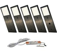 ACCE spots LED ultra fins avec corps en aluminium - Pour meuble ou cuisine - Avec convertisseur (blanc neutre, Lot de 5)