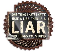 Accent, Stickers Chapeau Rusty Sign: 'one Thing I Hate More Than A Liar is A Stupid Person | Accessoires de décoration d'intérieur rapide (8 x 12 cm)