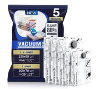 Accenter Sac Sous Vide Vetement Aspirateur,Housse Sous Vide 5 Pièces | Gain de Place Housses de Rangement Sous Vide Facile d Utilisation Housse Rangement Couette Rangement Vetement