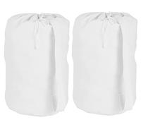 ACCENTHOME Lot de 2 grands sacs à linge en toile de coton imprimables avec cordon de serrage - 38 x 70 cm (diamètre x hauteur) - Espace supplémentaire avec poignée robuste pour le transport à l'épaule