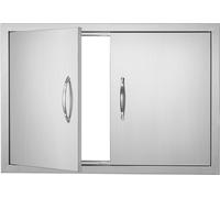 Accès à la porte du barbecue, 774 x 533 mm, Double porte de cuisine extérieure, Porte en acier inoxydable Montée à fleur, Porte murale verticale avec poignées, pour îlot de barbecue, station de barbec
