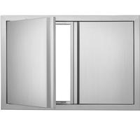 Accès à la porte du gril, 774 x 532 mm, double porte de cuisine extérieure - Porte en acier inoxydable, montée à fleur - Porte murale verticale avec poignées escamotables - pour îlot de gril, station