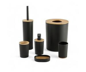 Access SDB, Lot de 6, en Plastique, Bambou, Ensemble Complet, Black