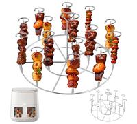 Accessoire Air Fryer, Set de Brochettes Barbecue en Acier Inoxydable, 24 Brochettes + Grille, Accessoires Compatibles Plat Air Fryer, Grille Airfryer Ninja (15 brochettes + support rond)