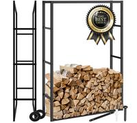 Accessoire cheminée - TECTAKE - Serviteur de cheminée TUBY porte-bûches au style industriel, 100,5 x 25 x 150 cm - Noir