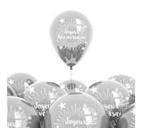 Accessoire de Fête/Pack de 6 Ballons "Joyeux Anniversaire" / Dimensions : 30 x 30 cm (Argenté)