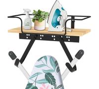 Accessoire de fixation murale - Support mural avec grand bac de rangement et crochets robustes - Séchoir à linge avec support pour séchoir et table à repasser - pour table à repasser et fer à repasser