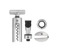 ZWILLING Kit Sommelier, 4 pièces (Tire-Bouchon, Mini Décanteur, Antigoutte, Coupe-Capsule), Inox 18/10, Couleur Argent, série Sommelier