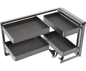 Accessoire extractible Harmony pour meuble de cuisine - Droite - Acier et Bois - Gris anthracite
