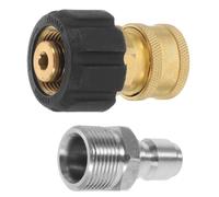 Accessoire Laveuse à Pression Raccord Rapide M22 14mm 3/8 Pouce | Cuivre et Acier Inoxydable, Prise Femelle à Raccord Rapide, Lot 1 Set, pour Terrasse et Pelouse