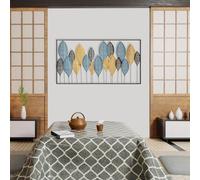 Accessoire mural en métal élégant et décoratif, 115 x 3 x 60 cm - 100% métal, 0,8 mm d'épaisseur - Peint à la main, design unique de feuille - Parfait pour la décoration de la maison