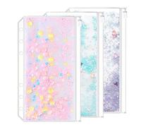Accessoire pour classeur à anneaux en D Pochettes perforées Séparateur Règle Onglet Index (Paillettes Poche zippée, A6)