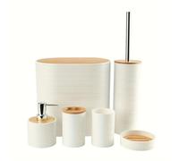 Accessoire Salle De Bain Ensemble d'accessoires de Salle Bain, 6 pièces/Ensemble, Porte-Brosse à Dents, Accessoire Complet for vanité comptoir(White)