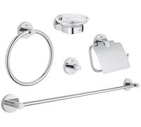 Accessoires 5 en 1 – Chrom : porte-serviette, crochet de bain et plus