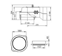 Accessoires cheminée Leda - Buse de chauffage gaz horizontale en fonte Ø 180 mm + Raccordement du gaz de chauffage Ø 180 mm