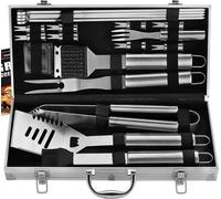 Accessoires de barbecue en acier inoxydable avec coffret en aluminium