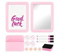 Accessoires de casier pour filles Tableau magnétique effaçable rose 15 | Set miroir aimanté porte-stylo de casier ureau, maison, dortoir, collège, cuisine, chambre, travail,